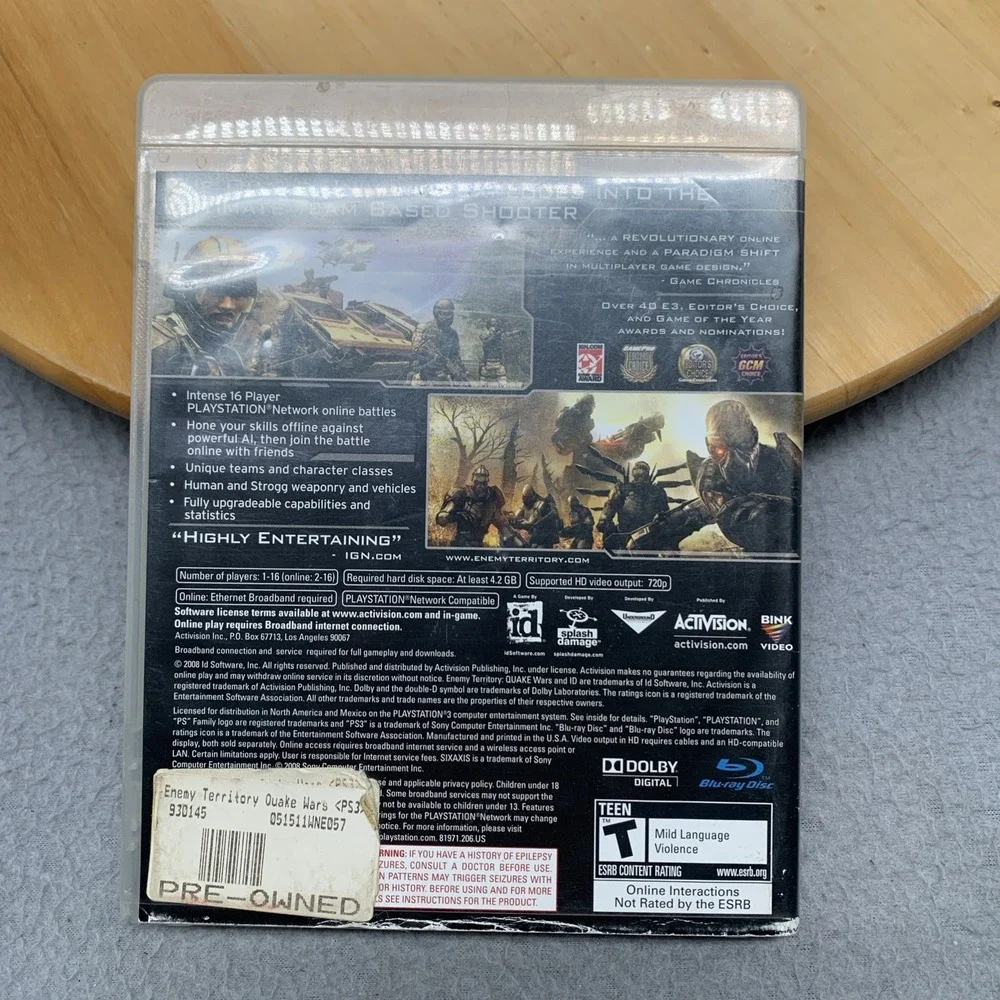 Enemy Territory: Quake Wars (Sony PlayStation 3 2008) Complete With Manual Works